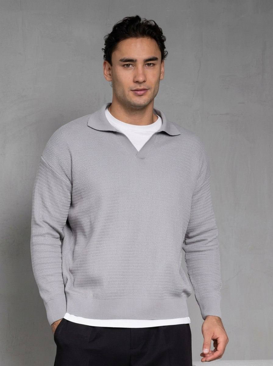 Стильная мужская кофта polo с длинным рукавом из трикотажа