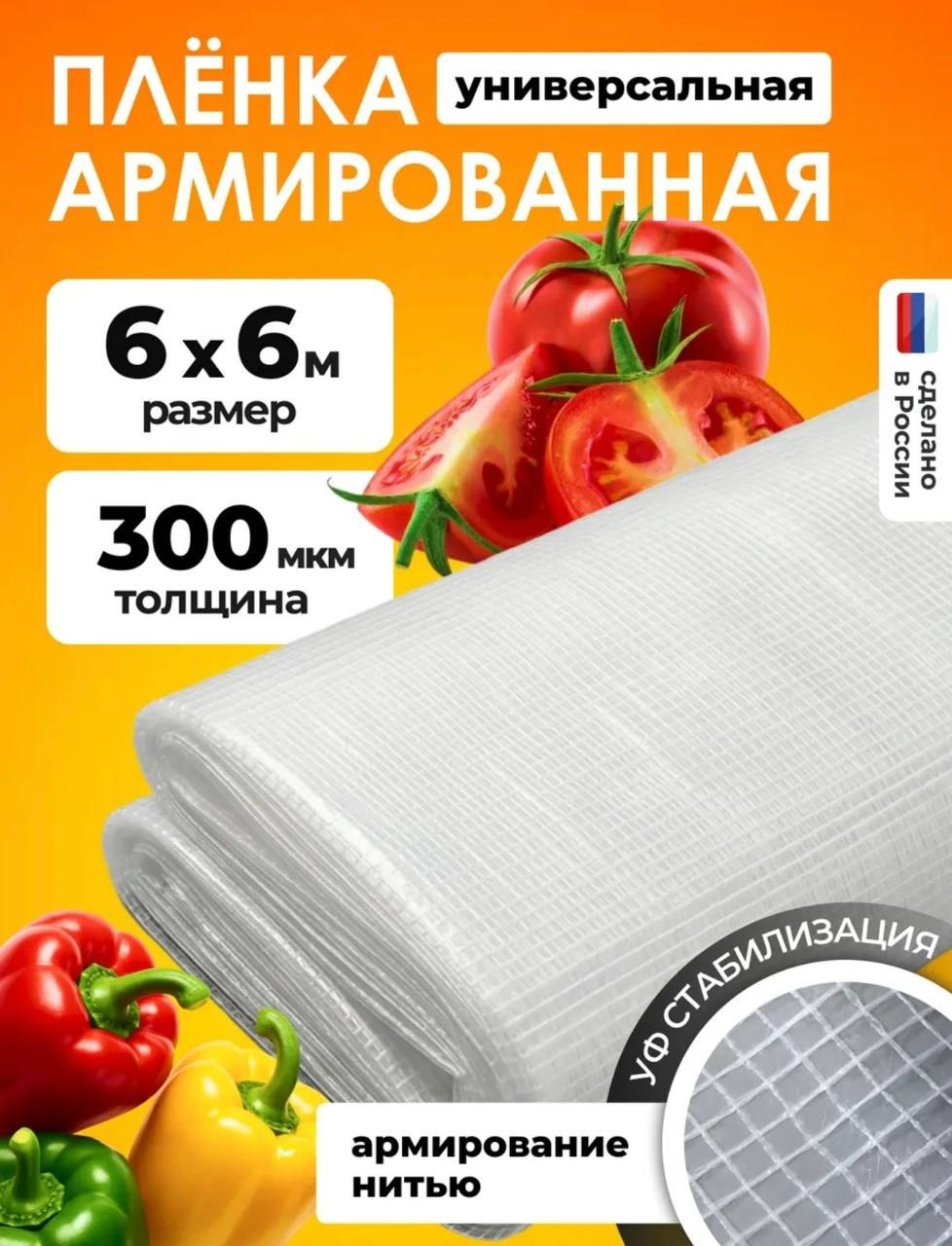 Пленка армированная нитью 6х6 метров, 300 мкм.